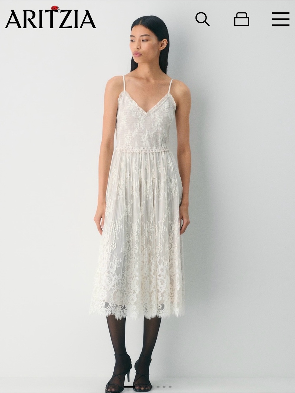 Aritzia Wilfred Tuberose Lace Midi Dress NWT | Light Birch | Size XS